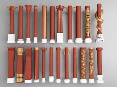 Chinese style pillars 3D model