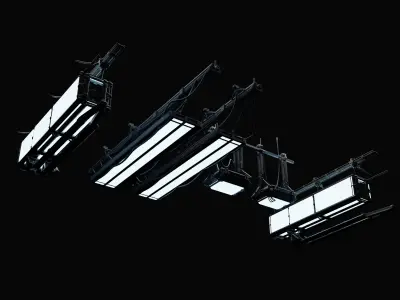 Concert Stage Lights Truss System Set of 3 3D model