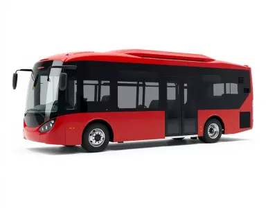 Urban Red Bus model pack Low-poly 3D model