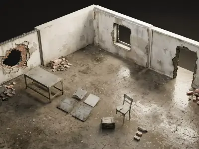 Abandoned Room Interior Scene  Low-poly 3D model