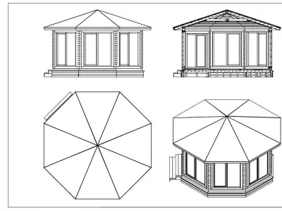 Wooden gazebo 3D model