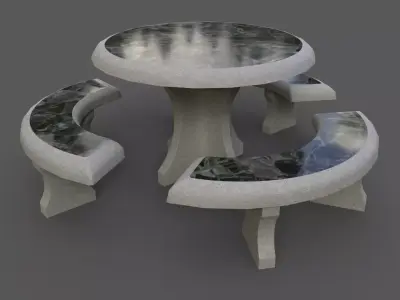 PBR Concrete Picnic Table B Low-poly 3D model
