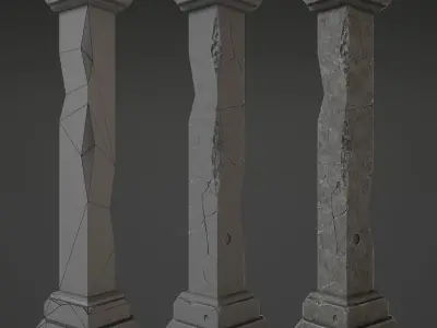 Column stone Low-poly 3D model 5