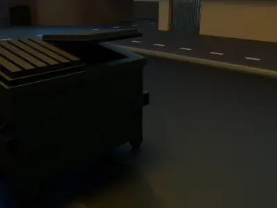 Low-poly street city at night with neon lights Free low-poly 3D model