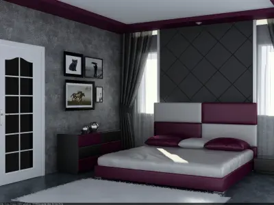 LETTA HOTEL BEDROOM FURNITURE SCENE Low-poly 3D model