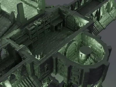 Grand Library Tabletop Terrain 28 mm 3D print model
