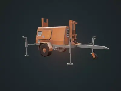Generator - Light Generator - Orange Generator - Industrial Prop Low-poly 3D model