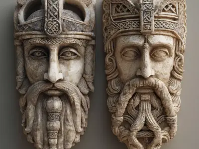 Ancient Viking Kings Bas Relief 3D model