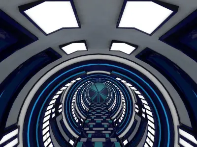 Sci fi corridor interior 3D model buy