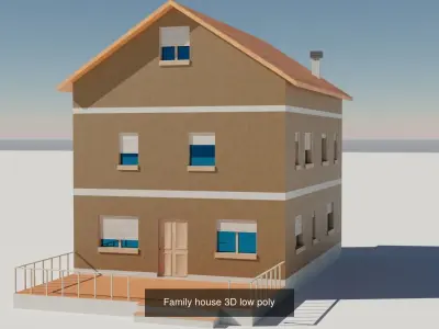 3 building low poly house 3D Model Pack