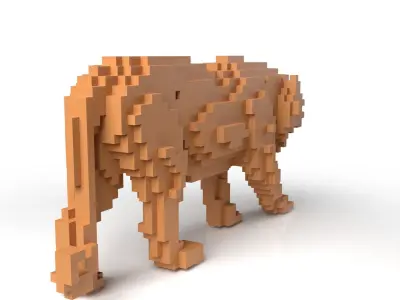 Tiger Minecraft Voxel Low-poly 3D model