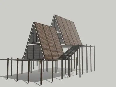 Cabin house v3 Low-poly 3D model