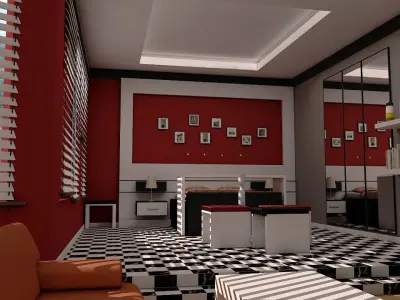 3D room with Seating Model 3D model