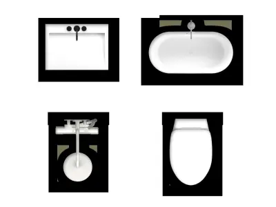 2D Toilet Floorplan Topview PSD 3D model render Free 3D model