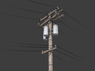 Telegraph Pole Low-poly 3D model
