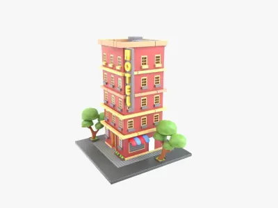 Hotel 3D Illustration 3D model purchase