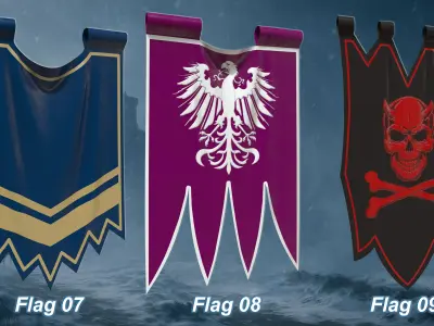 25 Epic Medieval Flags Vol 2 Game Ready and Archviz Assets Low-poly 3D model