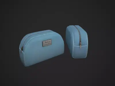 Light Blue Makeup Bag - Cosmetics Bag Low-poly 3D model