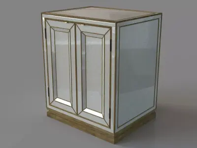 Bedroom Sanctuary Two-Door Mirrored Nightstand - Visage 3D model