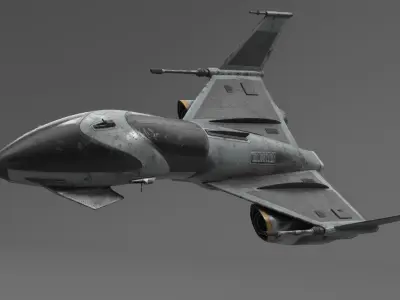 Dirty Futuristic Fighter Spaceship in Flight 3D model