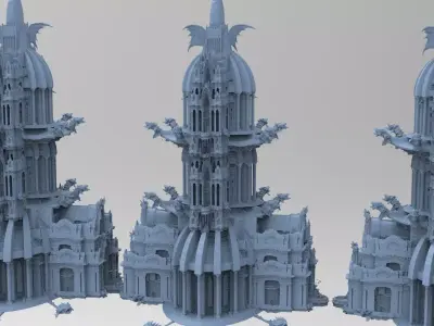 Grand Steampunk Bank exterior  3D model