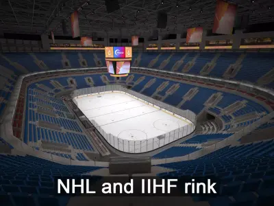 NHL and IIHF Ice Hockey Arena - interior - low poly Low-poly 3D model