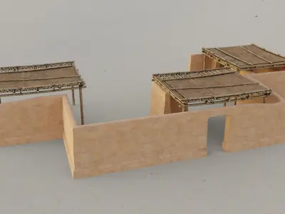 Modular Desert Walls Low-poly 3D model