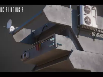 Dystopian Cyberpunk Building 6 Low-poly 3D model