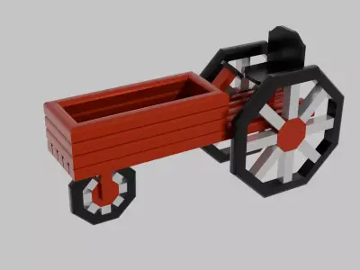 Farmall Inspired Tractor Shaped Flower Planter Low-poly 3D model
