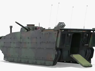  Amphibious Armored Carrier Camouflage Green Rigged for Maya 