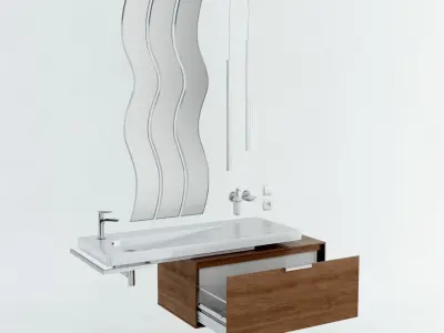 Sink with Mirror Low-poly 3D model