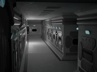 Make your own space station layout - Detailed set Low-poly 3D model