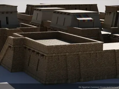 D Kit 02 Egyptian Common House Architecture Kit Low-poly 3D model