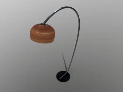 Wooden Steel Curved Floor Lamp Low-poly 3D model