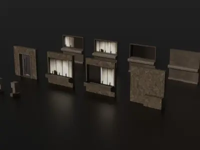 2 Wall patern for procedural building Free 3D model