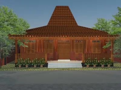 Traditional Wood House  3D model