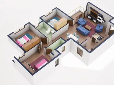 3D Floor Plan Model 48 3D model