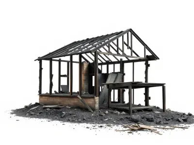 Burned House Ruins Architectural model pack Low-poly 3D model
