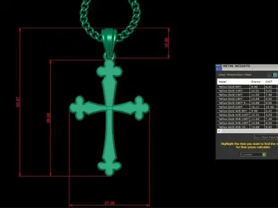 Light Gold 18K Cross Pendant 1CP020 3D print model purchase