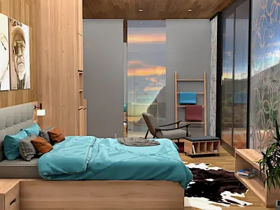  beach hut tiny house vacation house with hot tub 3D model