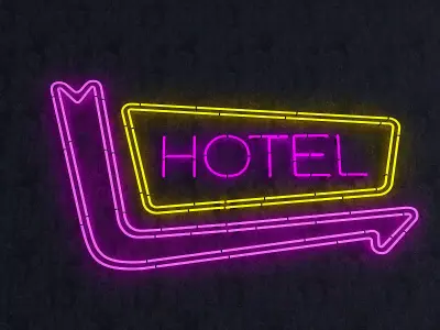 Hotel Neon Sign Low-poly 3D model