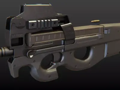 FN P90 Submachine Gun Low-poly 3D model