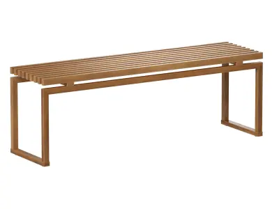 Wooden slatted bench made of light and dark wood 3D model