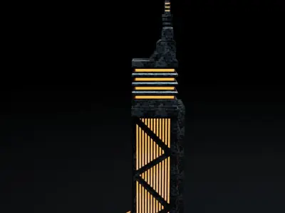 Sci-fi city building kit Low-poly 3D model