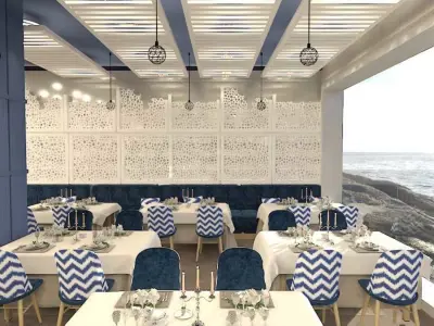 modern Greek restaurant  design  3D print model