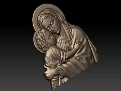 Virgin Mary and Child 2 3D print model
