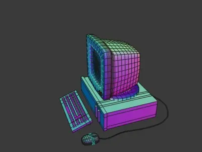 Retro Computer Low-poly 3D model