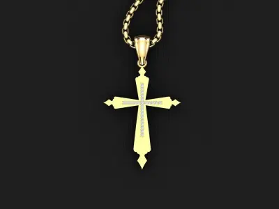 High Cross Pendant Light Gold 18K 3CP018 3D print model