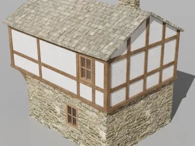 Medieval house Low-poly 3D model