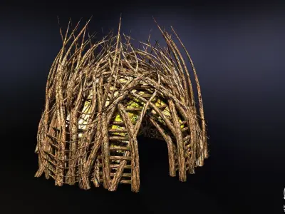 Forest - Wooden Shelter No1 Low-poly 3D model